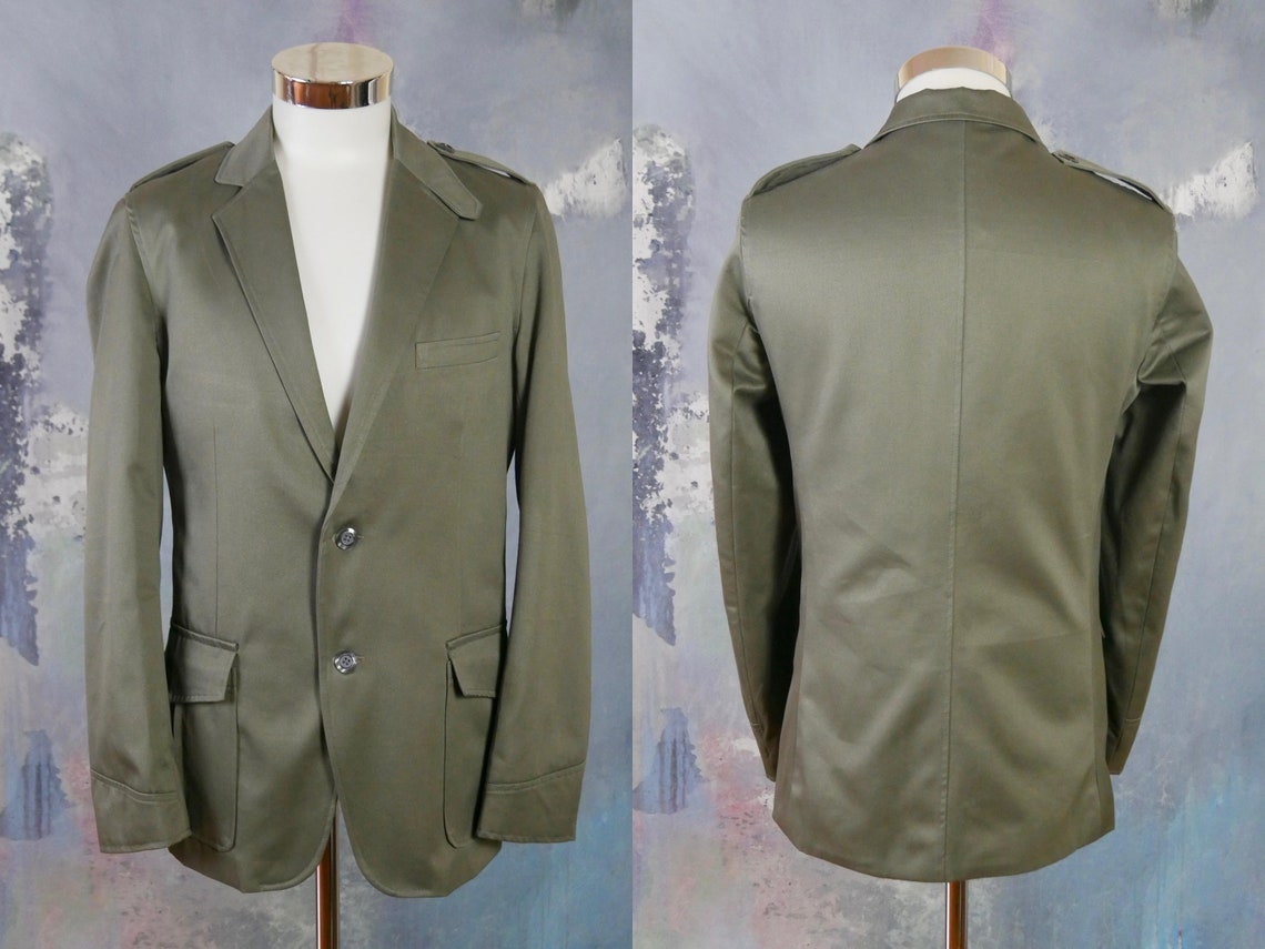 Army Green Blazer European Vintage Singlebreasted Military Etsy