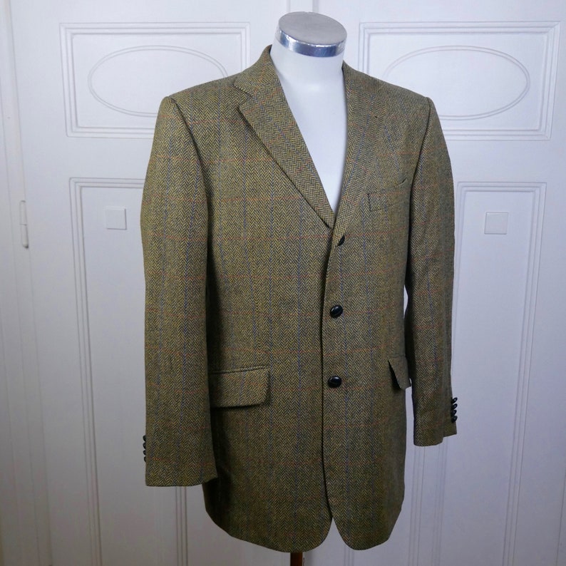 Vintage Tweed Blazer, 1980s Golden Brown Single-breasted Jacket, Size ...