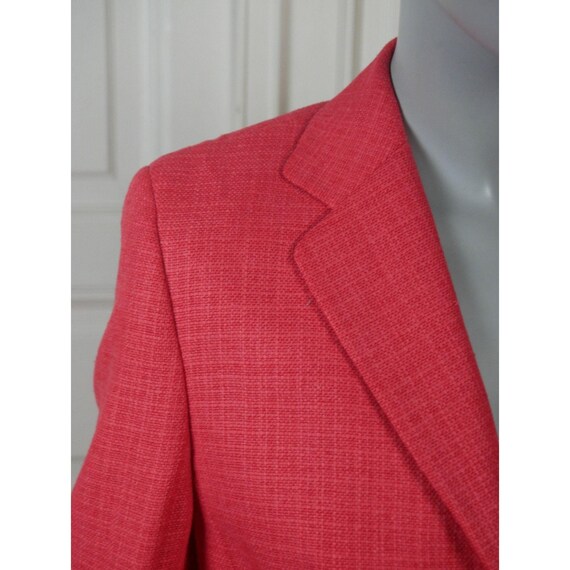 Coral Red Blazer, 1980s German Vintage Silk Wool … - image 5