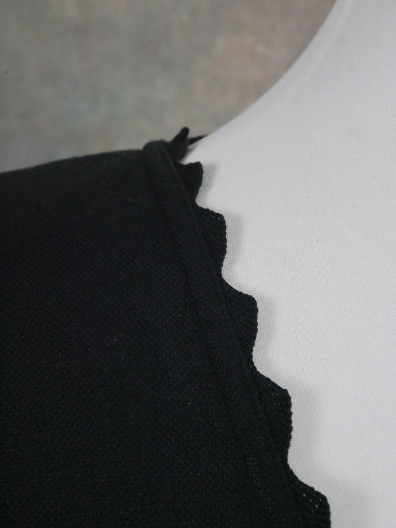 Black Cropped Blazer, 1990s European Vintage Cotton Linen Blend Edwardian Style Jacket, 90s Clothing Women image 3