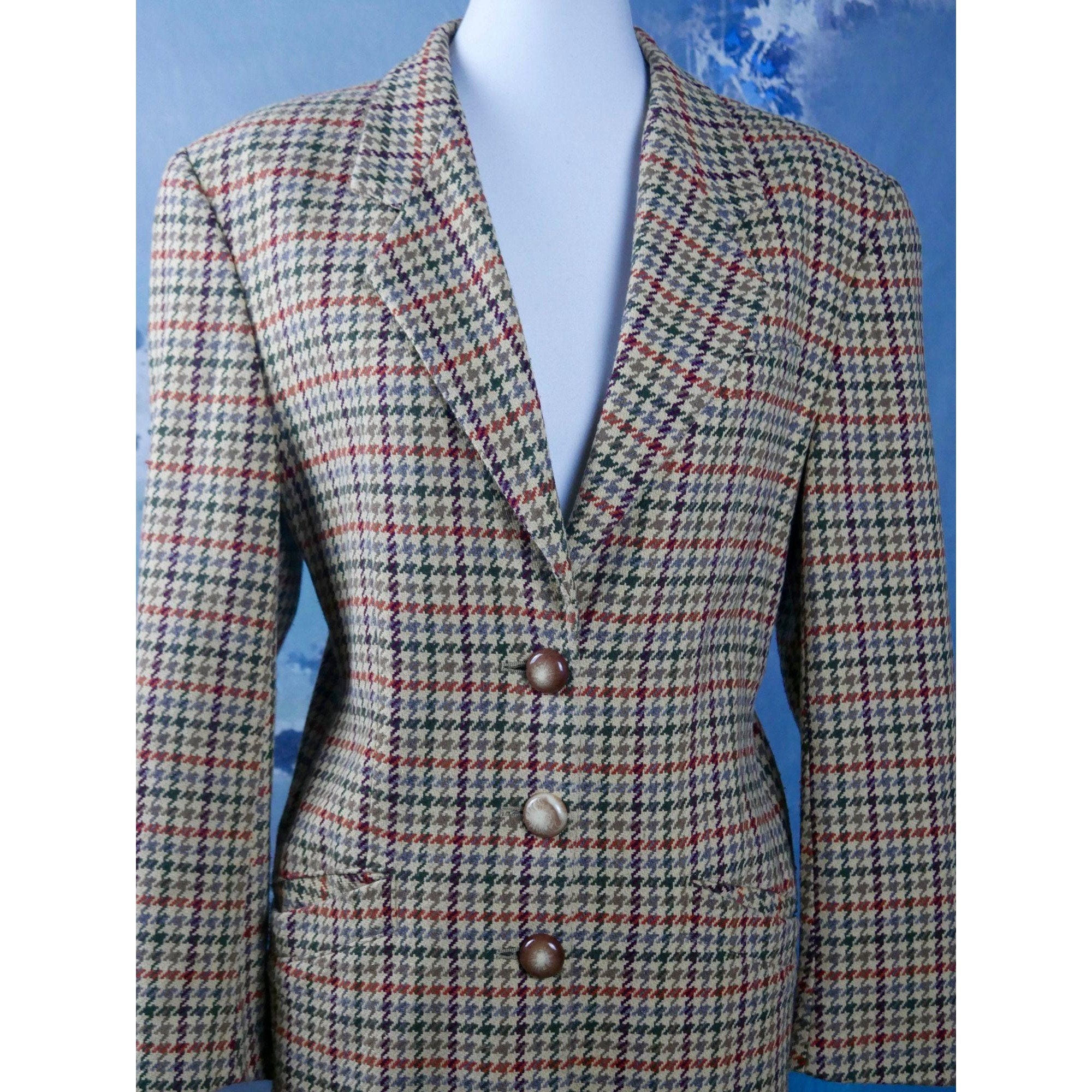 Tan Houndstooth Blazer, Gun Club Check With Camel Gray Olive Green ...