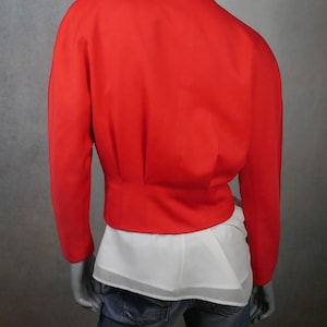 80s Vintage Red Blazer, Embroidered Blouson Jacket, Medium image 4