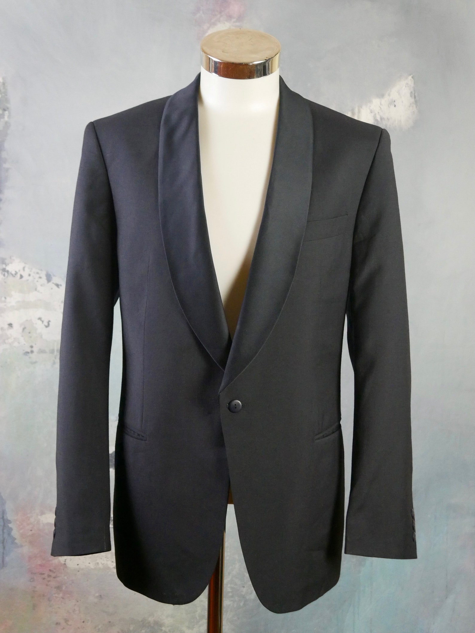 Navy Blue Tuxedo Jacket 1980s Belgian Vintage Wool Mohair Etsy