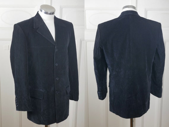 Navy Blue Corduroy Blazer, 1990s European Vintage