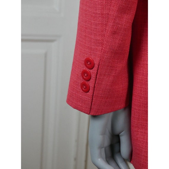 Coral Red Blazer, 1980s German Vintage Silk Wool … - image 7