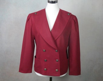 Women's 1980s Blazer, Brick Red Double-Breasted Jacket Size 12 US, 16 UK