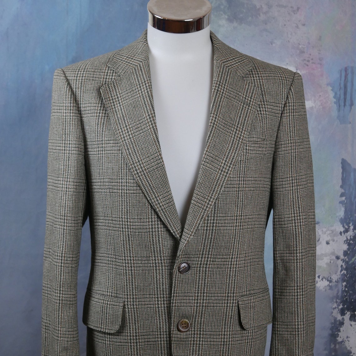1980s Men's Blazer Two-Tone Green Plaid Wool Tweed | Etsy