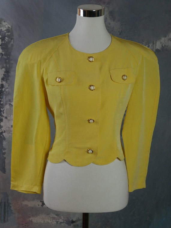 1980s Cropped Yellow Blazer, European Vintage Big