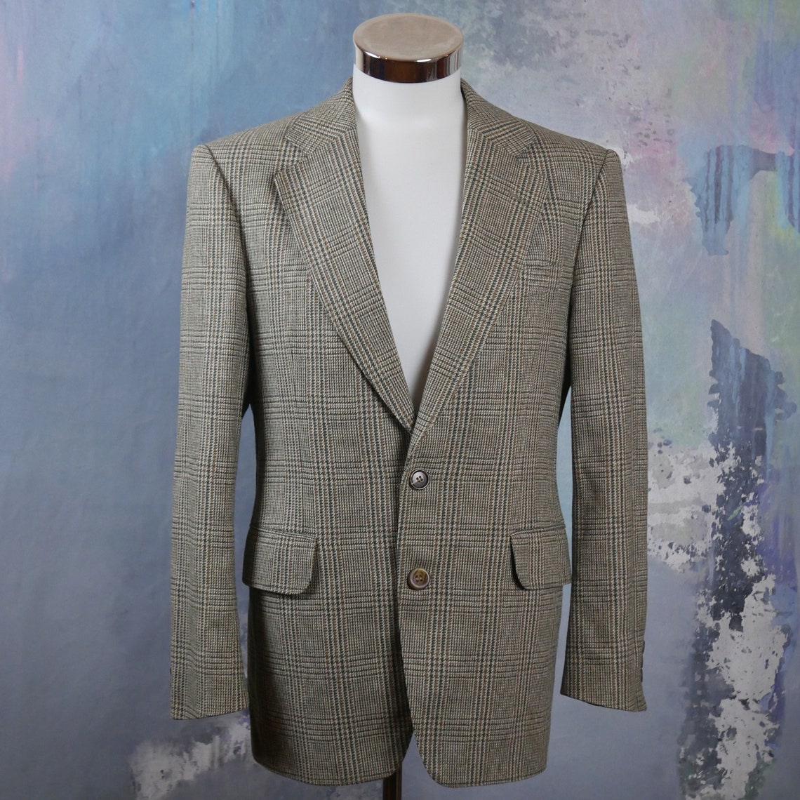 1980er Jahre Herren Blazer zweifarbige grün karierte Wolle | Etsy