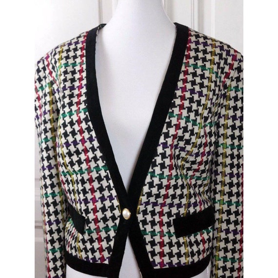 1980s Women's Blazer, German Vintage Black White … - image 8