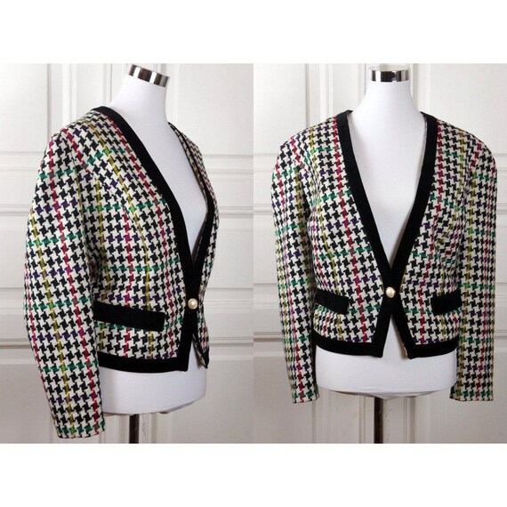 1980s Women's Blazer, German Vintage Black White … - image 2