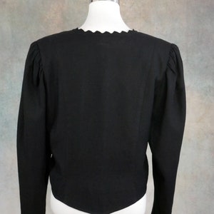 Black Cropped Blazer, 1990s European Vintage Cotton Linen Blend Edwardian Style Jacket, 90s Clothing Women image 7