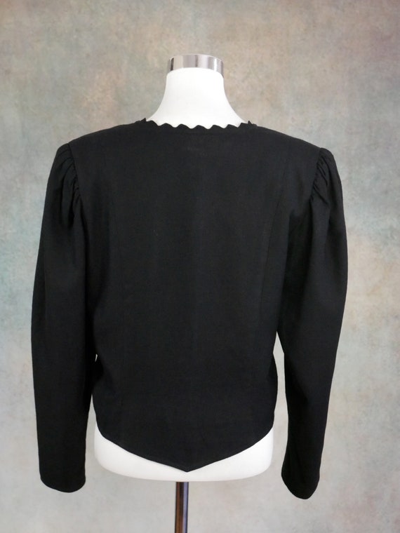 Black Cropped Blazer, 1990s European Vintage Cott… - image 7