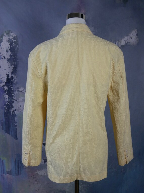 Yellow Seersucker Blazer, 1990s French Vintage Ja… - image 4