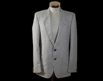 Light Gray Sport Coat, Men's 80s Single Breasted Wool Silk Blend Blazer, Size 38