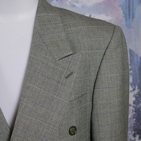 Green Blazer, Lightweight Wool Blend Double-Breas… - image 3