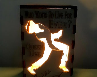 Freddie Mercury LED Tealight Lantern: Laser Cut Gift