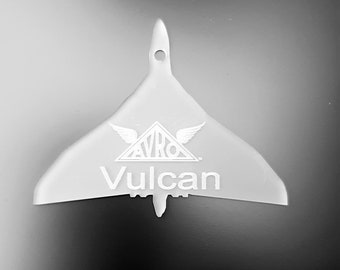 AVRO Vulcan Bomber Aircraft Frosted Acrylic Christmas Tree Decoration. Perfect Christmas gift for any aviation fan.