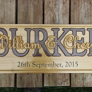 Family Name Personalized Plaque. Great wedding gift or baby shower. 3D Text.