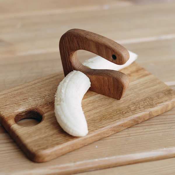 Montessori Safe Wooden Knife for Kids: Toddler Toy Utensil, Oak Wood