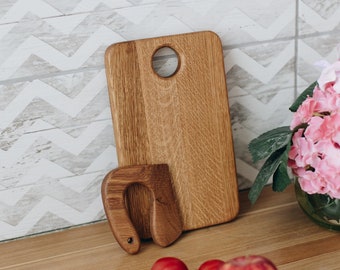 Cutting Board and Safe Wooden Knife for Kids, Toddler Utensil Montessori Toy, Child Chopping board and Chopper, Oak