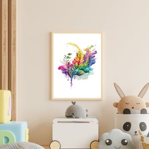 Stampa artistica da parete arcobaleno per bambini, decorazione per cameretta arcobaleno, decorazione per cameretta dei bambini