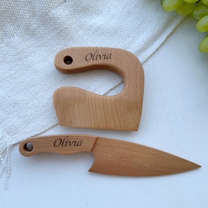 Personalized Montessori Knife, Safe Wooden Knife for Kids, Kids Utensil, Educational Toys, Gift for Kids, Set of 2