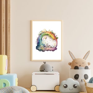 Regenbogen Wand Kunst Poster Kinderzimmer Dekor, Kinderzimmer Leinwand Druck