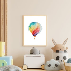Stampa artistica da parete con mongolfiera arcobaleno, decorazione per la cameretta dei bambini, stampa per la cameretta dei bambini