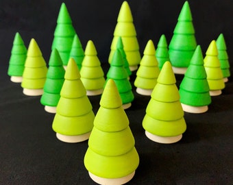 Árboles de madera Montessori Juego de juguetes de simulación, juguetes educativos bosque de árboles, regalo de juguetes Waldorf para niños