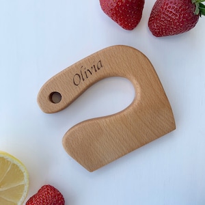 Personalisierte Holz sicher Messer für Kinder, Kinder Utensil Montessori Messer, Gemüse und Obst Chopper, Buchenholz