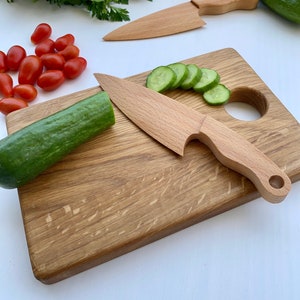 Safe Wooden Knife for Kids, Children's Utensil Montessori Knife, Toddler Butter Knife Vegetable and Fruit Cutter image 1