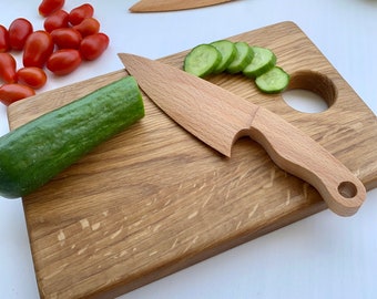 Safe Wooden Knife for Kids, Children's Utensil Montessori Knife, Toddler Butter Knife Vegetable and Fruit Cutter