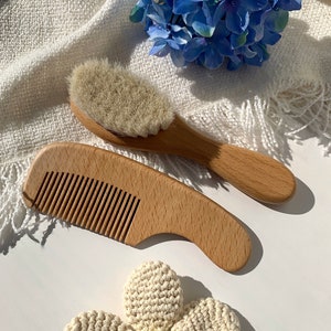 木製ベビーヘアブラシとコームセット、新生児ギフト、ベビーシャワーギフト