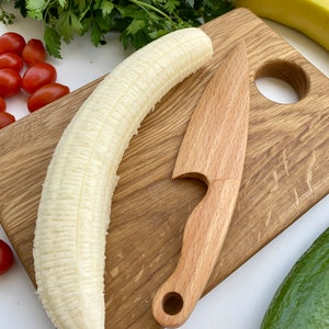 Safe Wooden Knife for Kids, Children's Utensil Montessori Knife, Toddler Butter Knife Vegetable and Fruit Cutter image 7