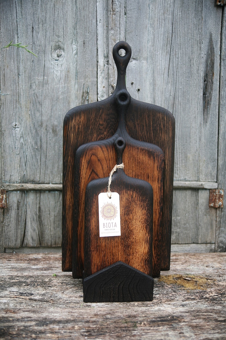 Wooden Oak Chopping Boards with Handle Rustic Cutting Board Etsy