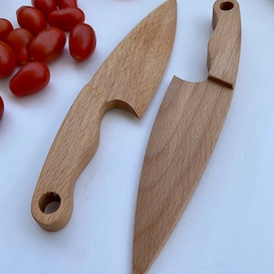 Safe Wooden Knife for Kids, Children's Utensil Montessori Knife, Toddler Butter Knife Vegetable and Fruit Cutter image 9