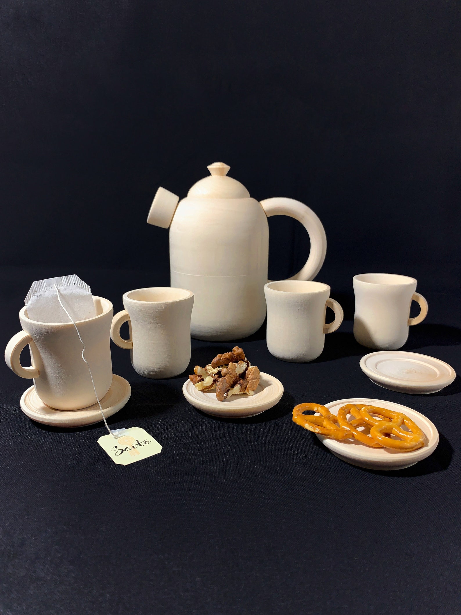 Wooden Tea Set for Kids Pretend Play Kitchen Toy Set Dishes Etsy