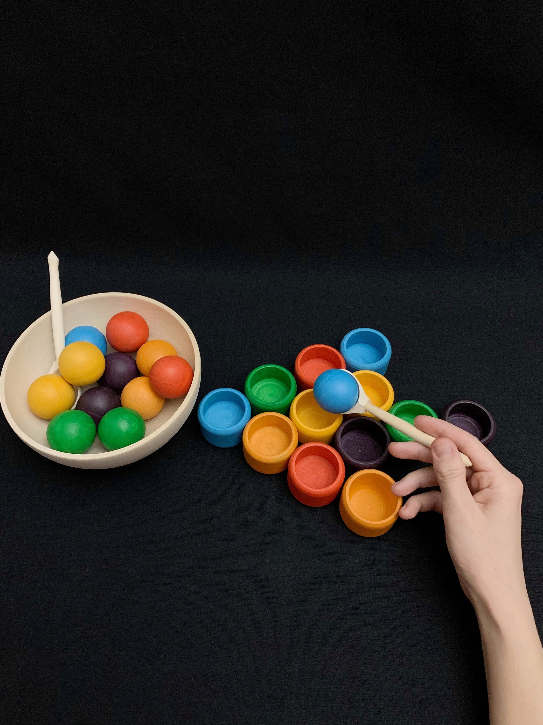 Colored Cups and Ball Sorting Montessori and Waldorf Etsy