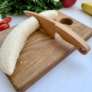 Safe Wooden Knife for Kids, Children's Utensil Montessori Knife, Toddler Butter Knife Vegetable and Fruit Cutter image 8