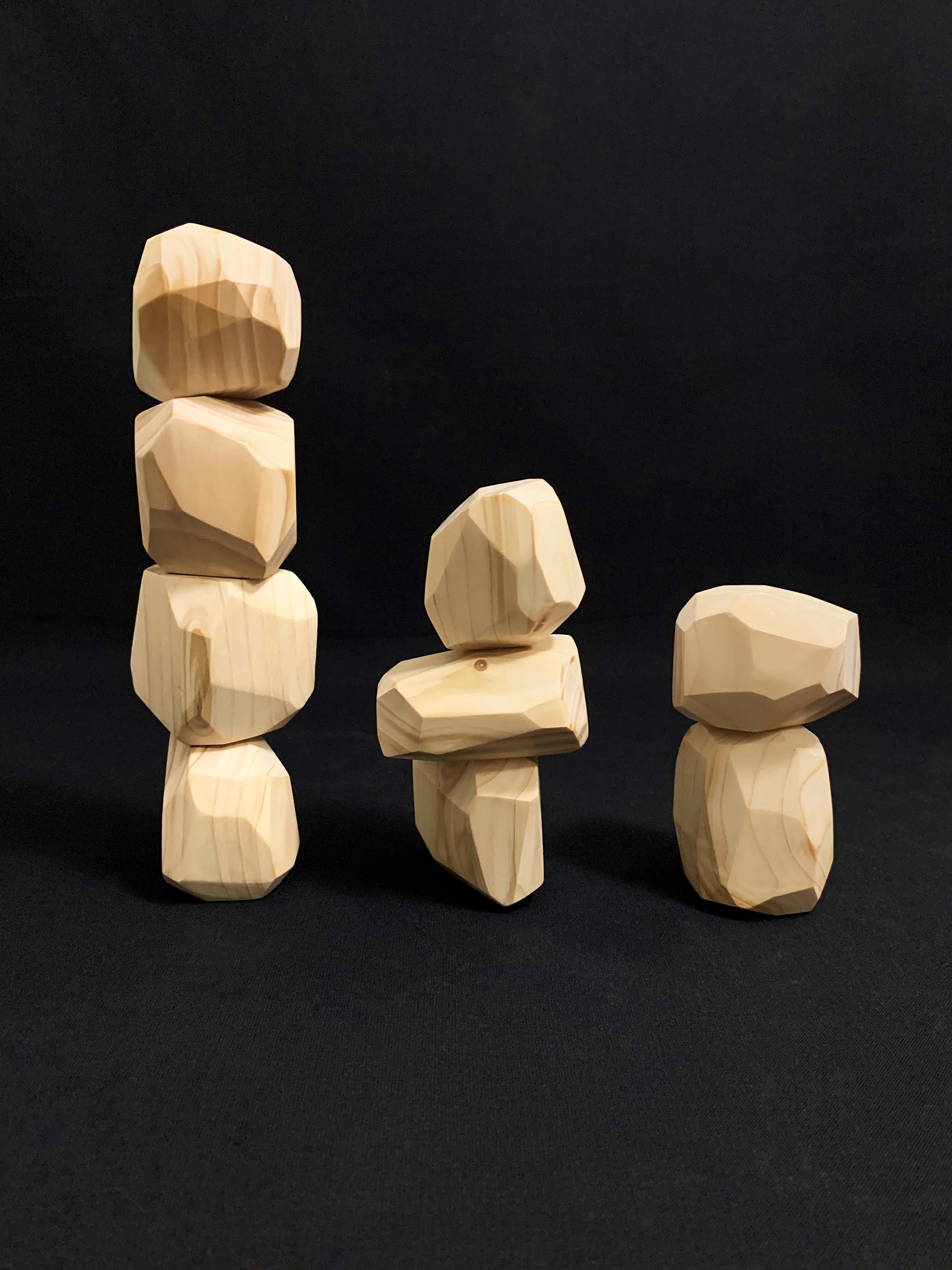 Wooden Stacking Rocks Toys Montessori Toddler Gift Wood Etsy