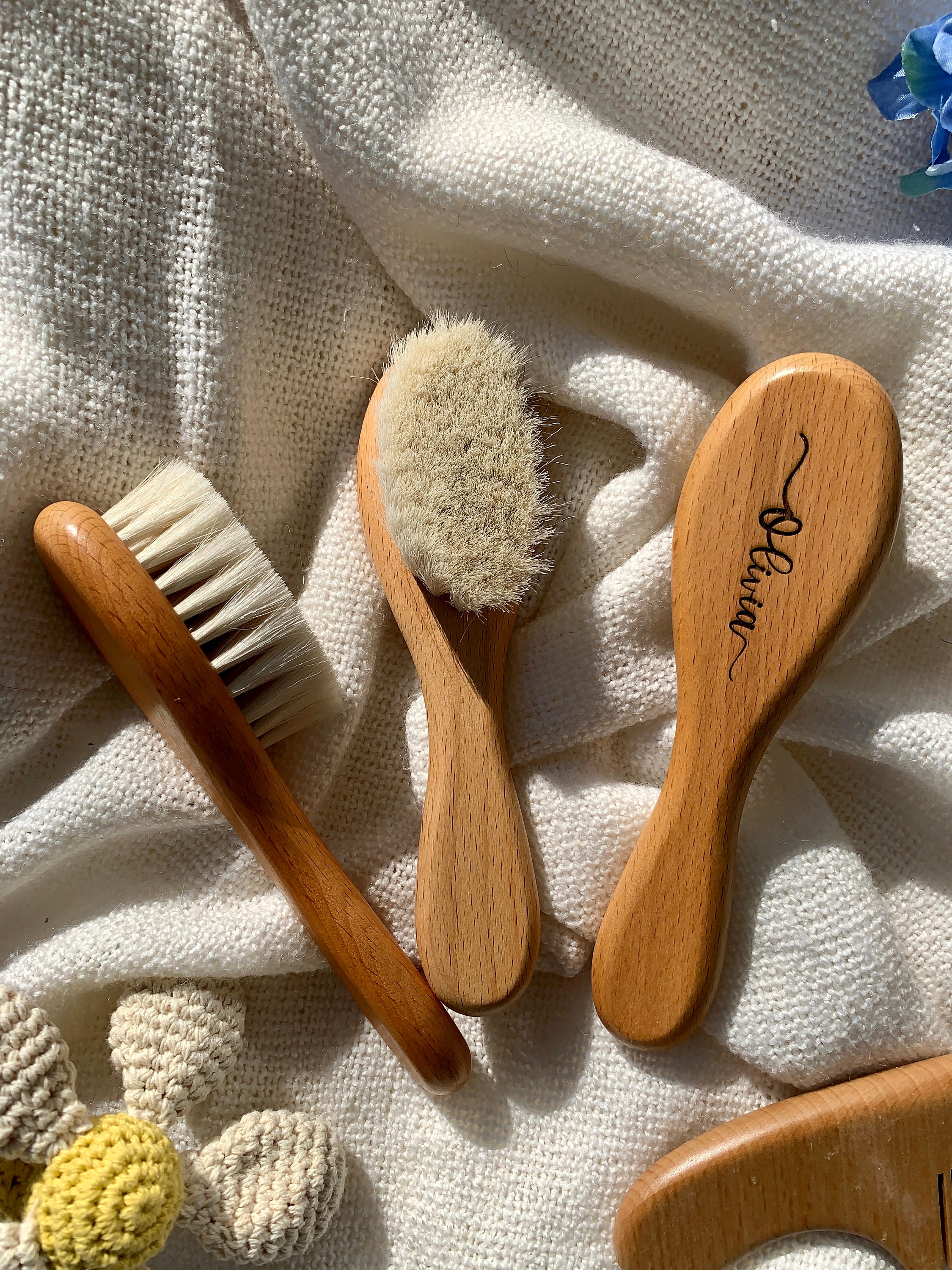 Coffret Peigne Et Brosse Bébé En Bois Personnalisable Avec Prénom Gravé - Idéal Cadeau Naissance, Toilettage Doux Et Naturel - 7