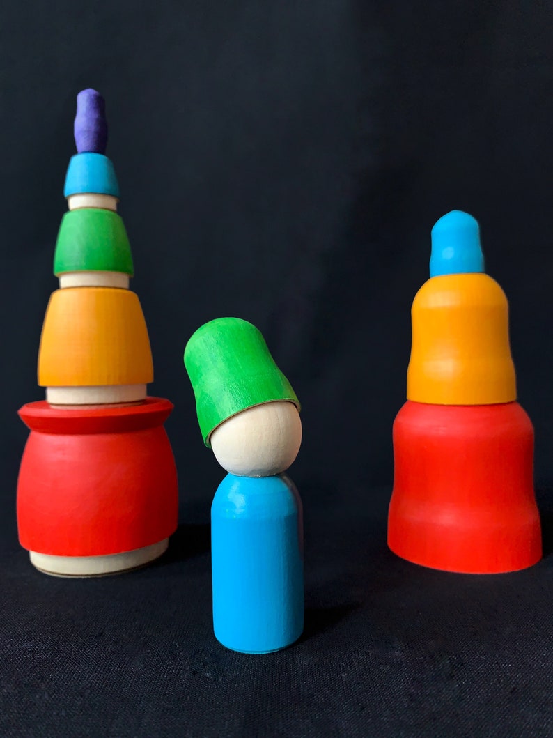 Wooden Kids Nesting Doll Rainbow Matryoshka Montessori Etsy