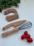Montessori Wooden Knife & Whisk Set: Kitchen Utensil Tools Toy product logo