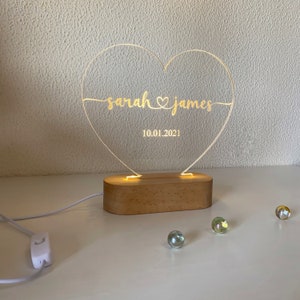 Personalized Heart Night Light Custom Gift for Her Valentines Day Gift, Anniversary Gift, Gift for Wife, Couples Gift image 7