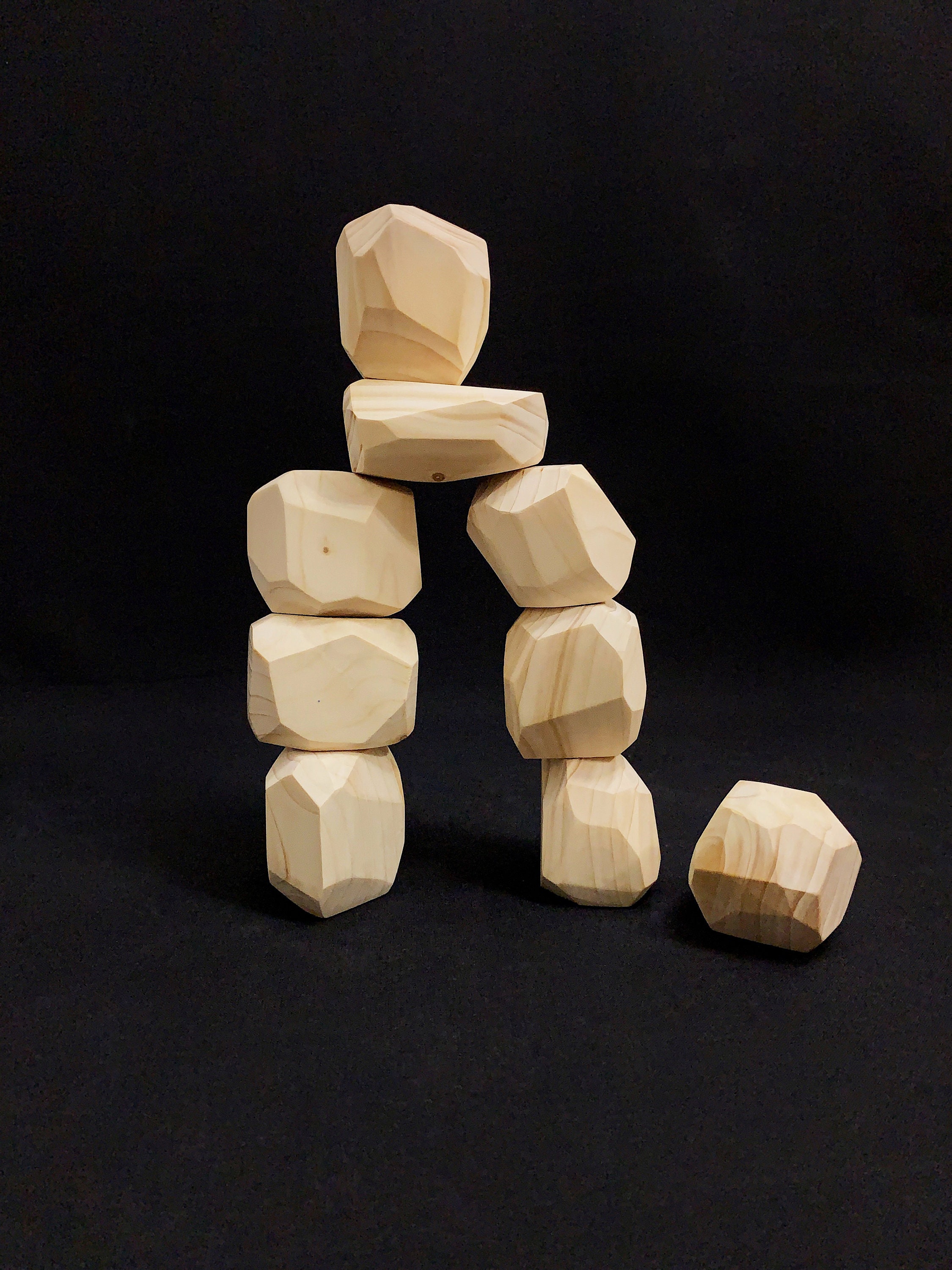 Wooden Stacking Rocks Toys Montessori Toddler Gift Wood Etsy