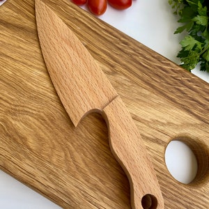 Safe Wooden Knife for Kids, Children's Utensil Montessori Knife, Toddler Butter Knife Vegetable and Fruit Cutter image 3