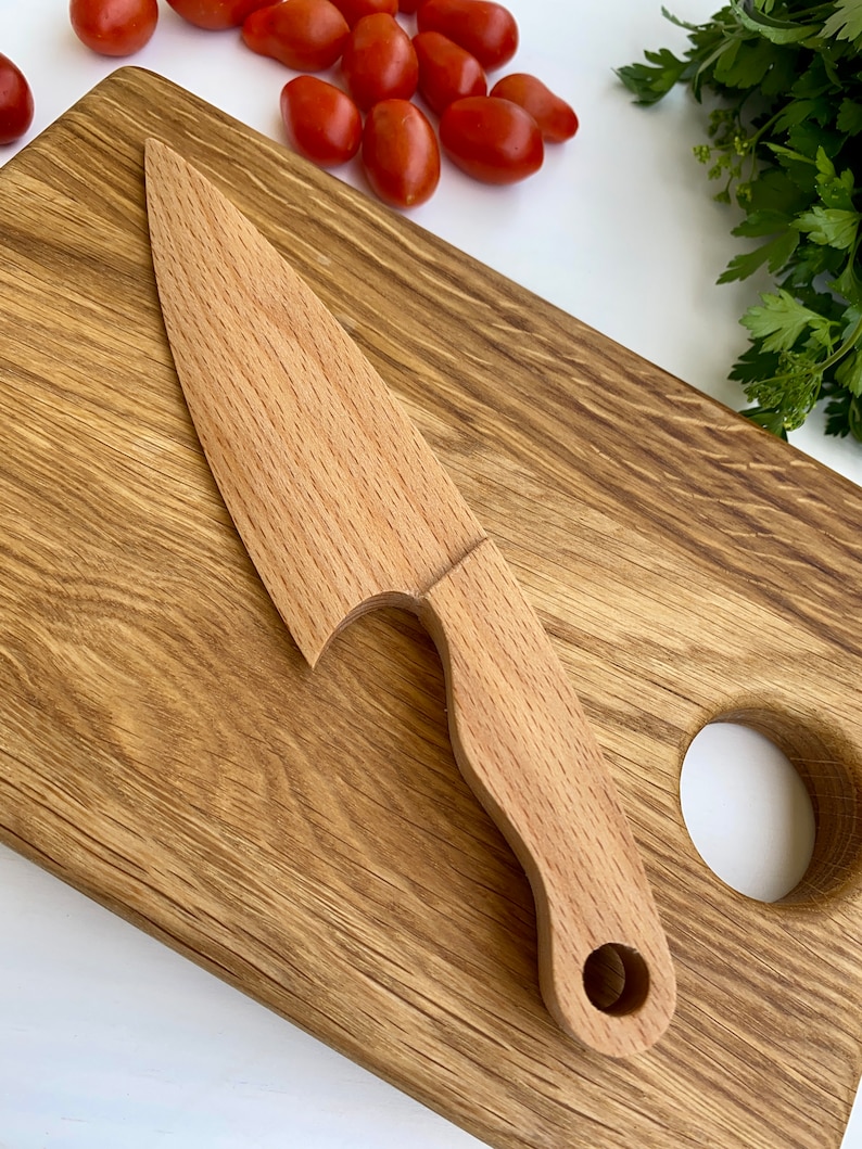 Safe Wooden Knife for Kids, Children's Utensil Montessori Knife, Toddler Butter Knife Vegetable and Fruit Cutter image 3