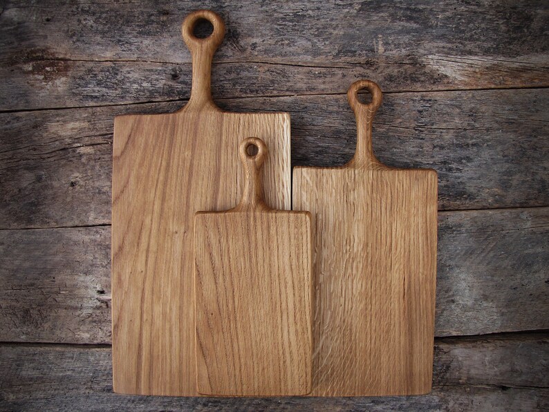 Wooden Oak Chopping Boards with Handle Rustic Cutting Board Etsy
