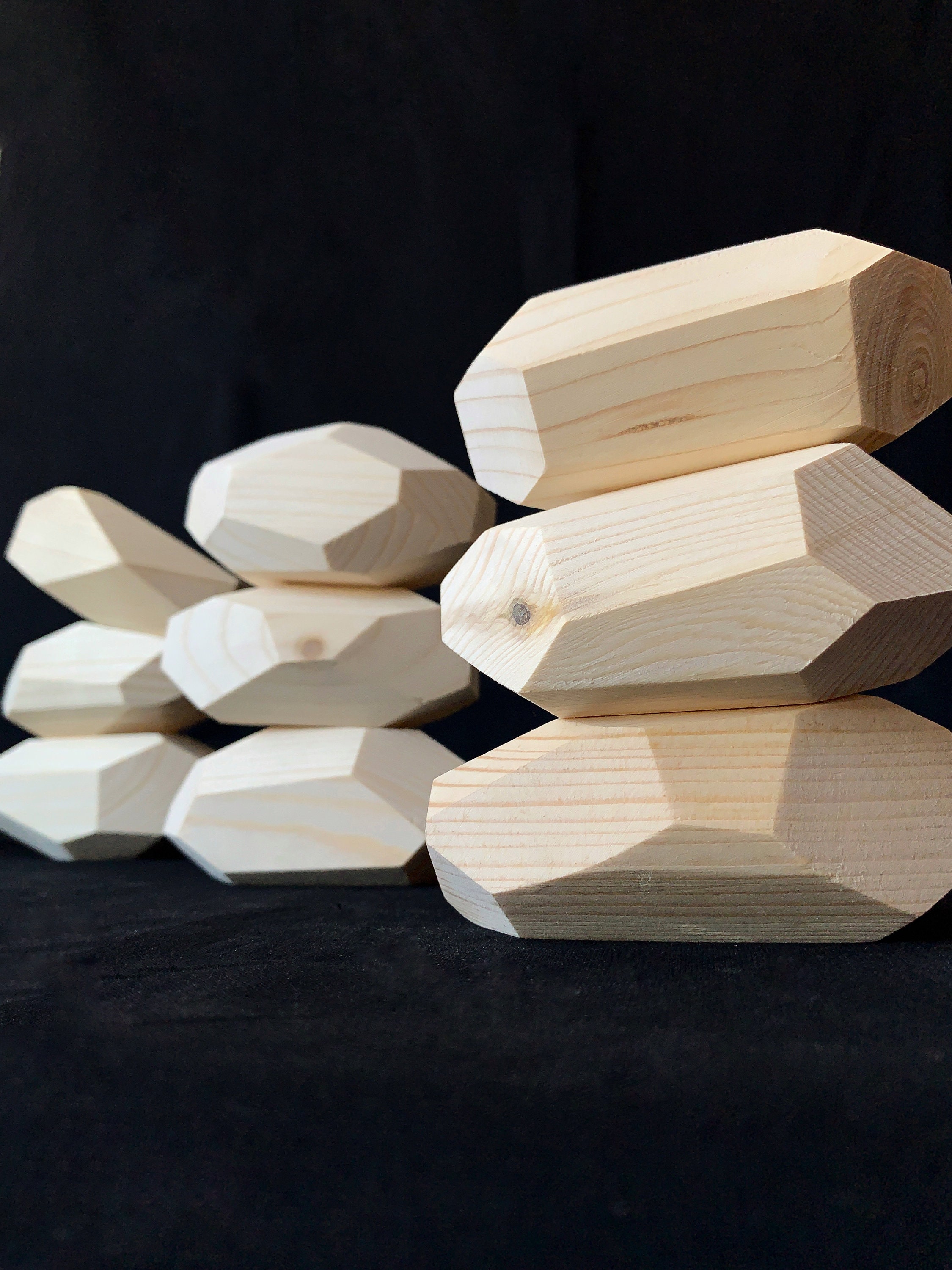 Wooden Stacking Rocks Toys Montessori Toddler Gift Wood Etsy